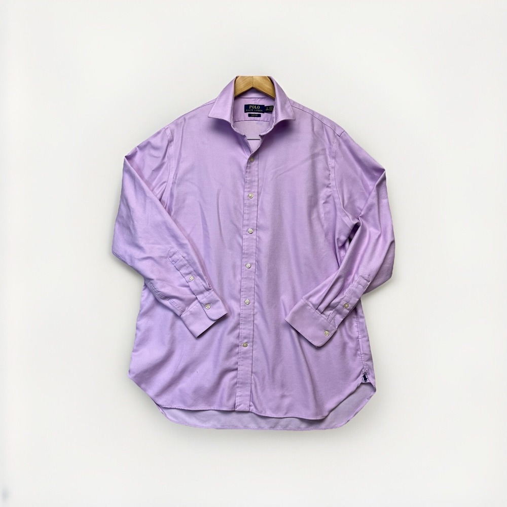 Polo Ralph Lauren Men's Easy Care Dress‎ Shirt 17 34/35 Lavender Purple, Cotton